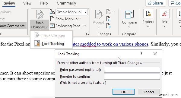 Use Review Feature to track changes in Word documents