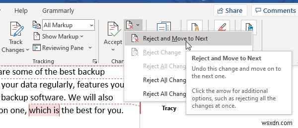 Use Review Feature to track changes in Word documents