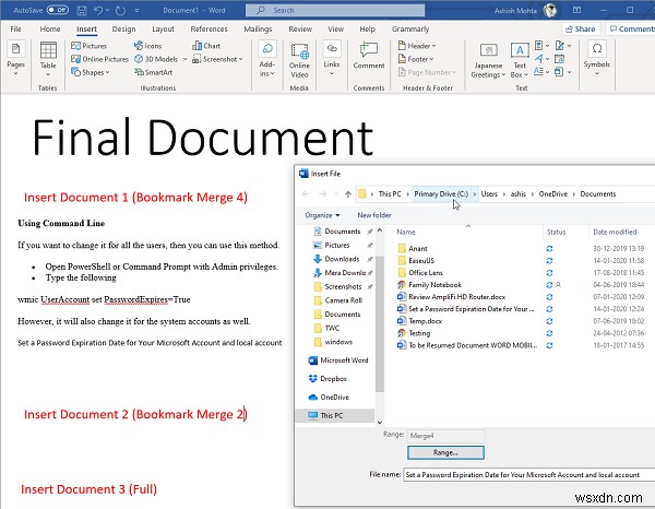 How to merge Multiple Word Documents