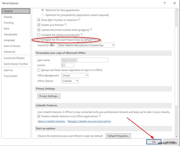 How to hide or minimize the Search Bar in the Office 365 Title Bar