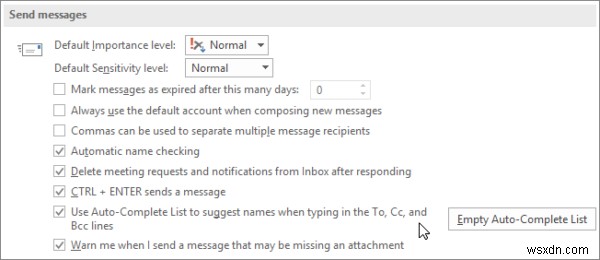 How to delete old email IDs from auto-complete list in Outlook