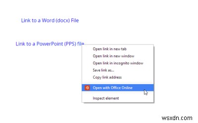 Open with Microsoft Office Online for Chrome allows you to view Office files