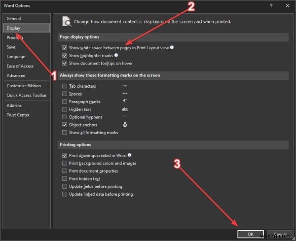Missing top and bottom margins in Microsoft Word