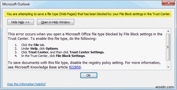 How to change File Block settings in Microsoft Office programs