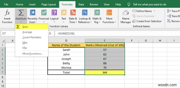 How to insert Formulas and Functions in Microsoft Excel