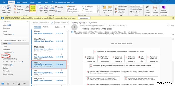 How to archive Emails & retrieve archived emails in Outlook