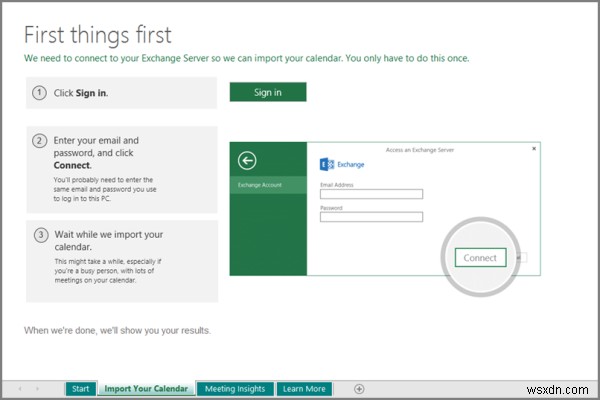 How to save Calendar Insights workbook with your data in Excel