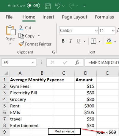 How to calculate Median in Excel