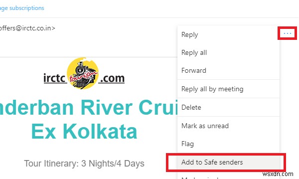 How to add someone to Safe Senders List in Outlook