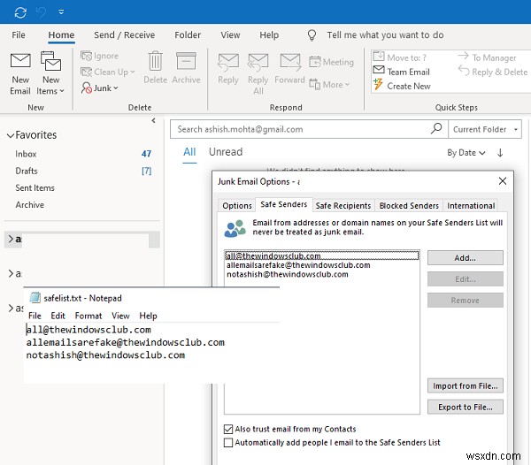 How to add someone to Safe Senders List in Outlook
