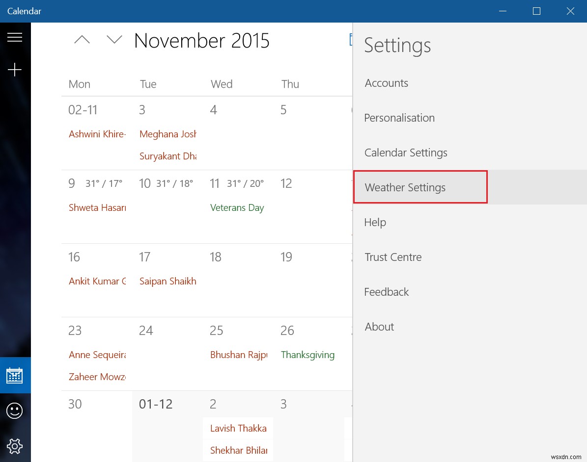 How to change Calendar Weather Temperature from Fahrenheit to Celsius in Outlook