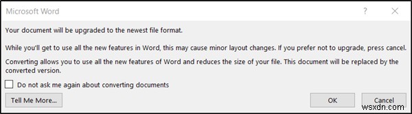 How to convert old Word document to new Word format