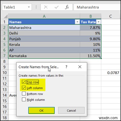 How to define, use and delete names in Excel formulas