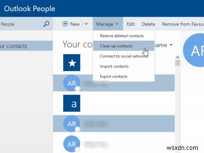 Tips for using Outlook People web app to manage contacts