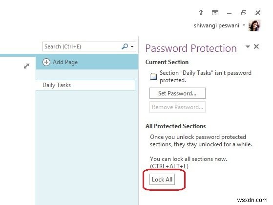 How to password protect OneNote notebook