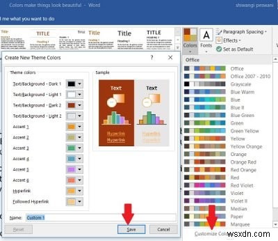 How to change document theme colors in Microsoft Office programs