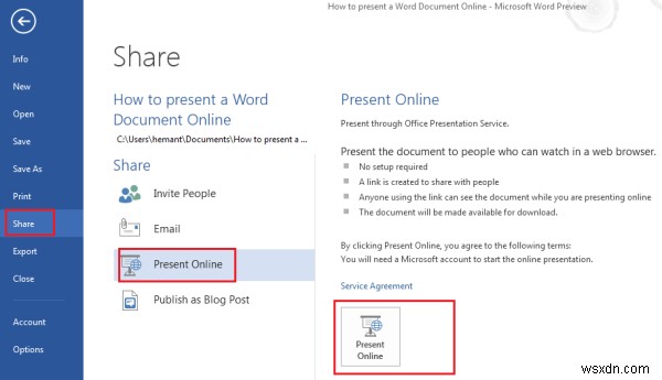 How to present a Word Document Online