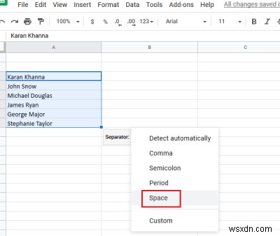How to separate First and Last name in Excel