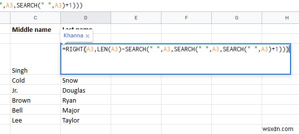 How to separate First and Last name in Excel