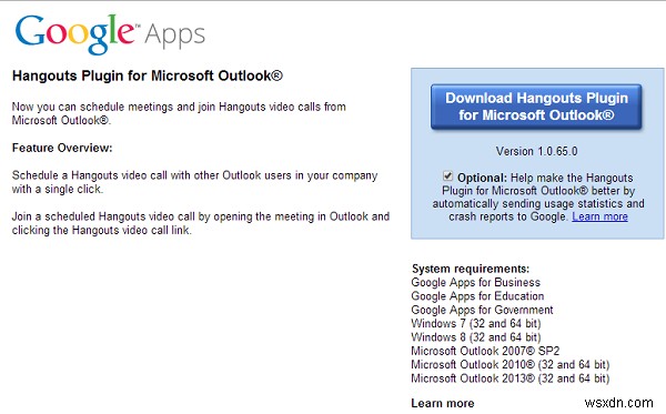 Google Meet add-in for Microsoft Outlook