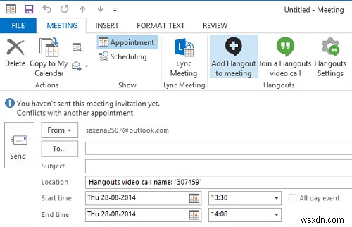 Google Meet add-in for Microsoft Outlook