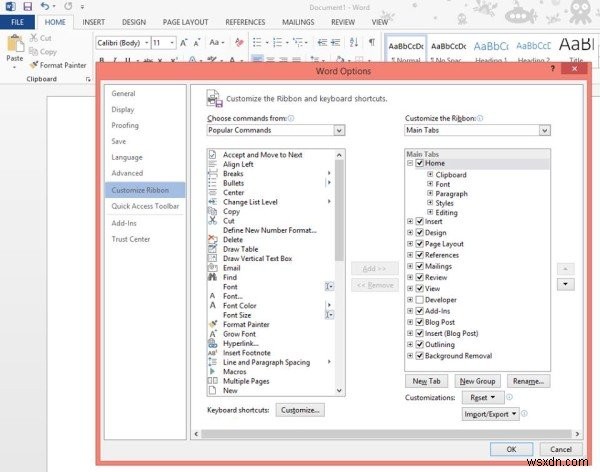 How to customize Microsoft Office Ribbon