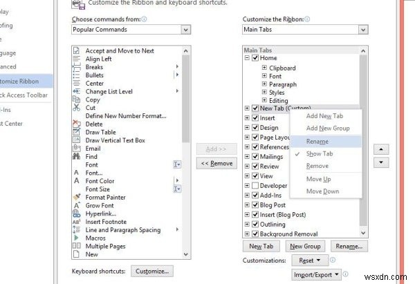 How to customize Microsoft Office Ribbon