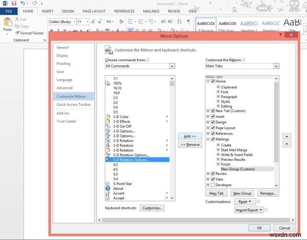 How to customize Microsoft Office Ribbon