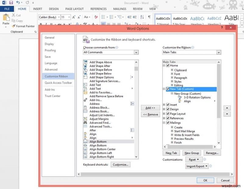 How to customize Microsoft Office Ribbon