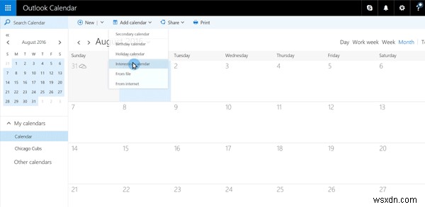 Outlook Interesting Calendar feature lets you track important Events Schedule