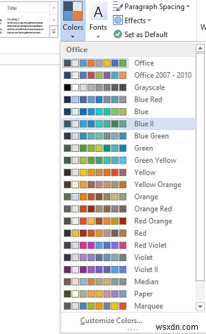 Customize, Change Theme color, Default font in Microsoft Office