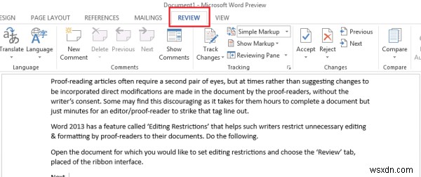 How to set Editing Restrictions in Microsoft Word