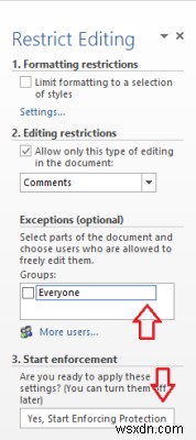 How to set Editing Restrictions in Microsoft Word