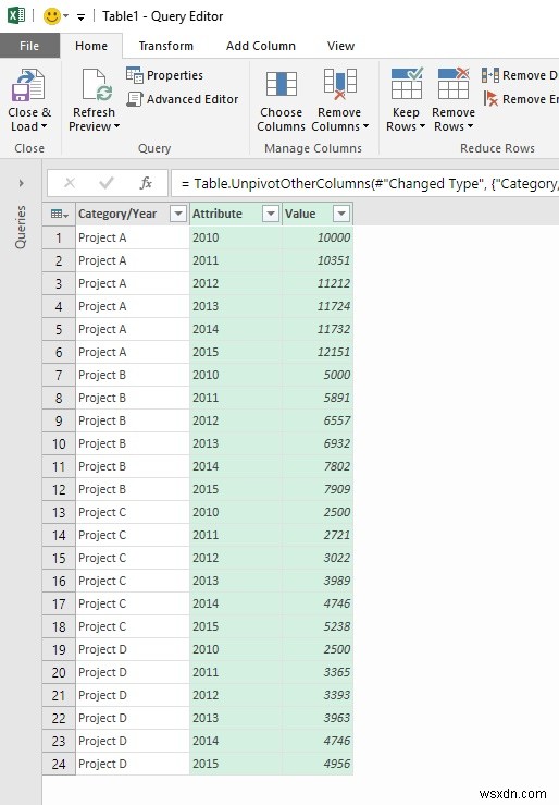 How to Unpivot Static Tables in Microsoft Excel