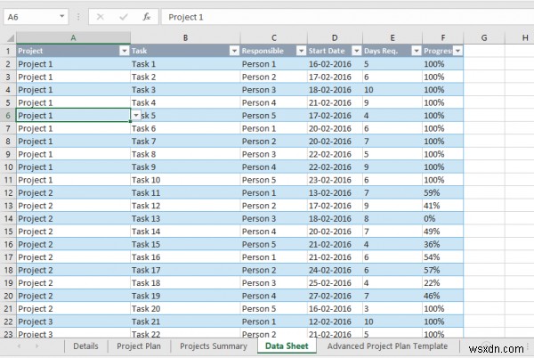 How to track multiple projects in Microsoft Excel on Windows 10