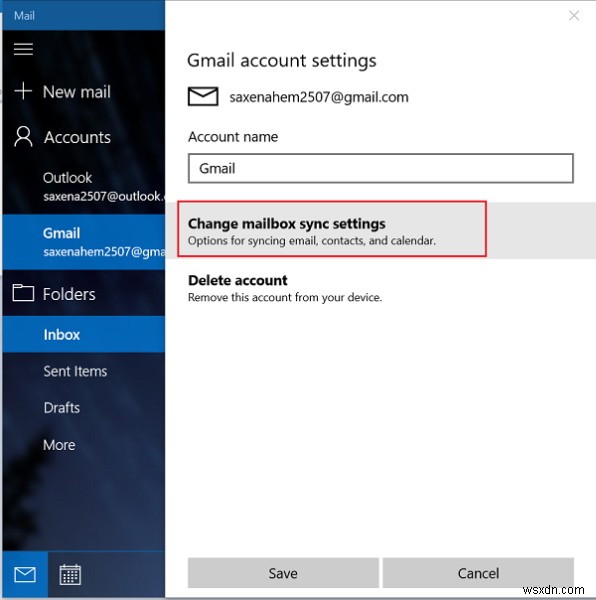 Manage Mail App Sync Settings in Windows 11/10