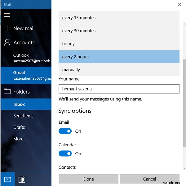 Manage Mail App Sync Settings in Windows 11/10