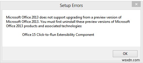 Office Click-to-Run Extensibility Component Error, Can’t Install Office