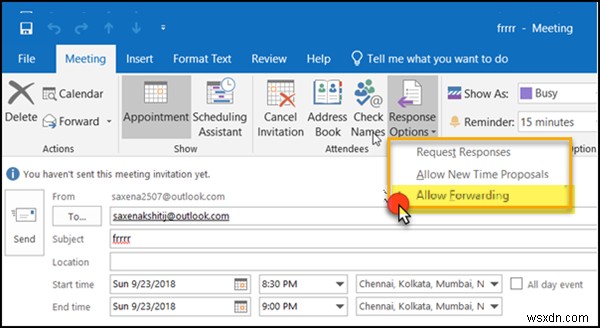 Prevent forwarding of Meeting Invites in Outlook