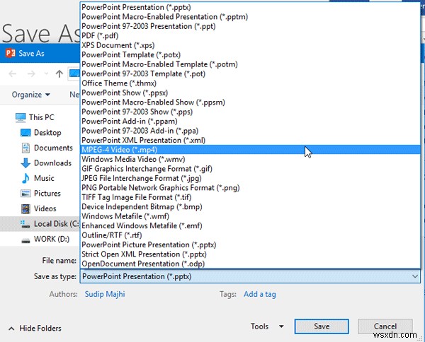 How to convert PowerPoint presentation to video