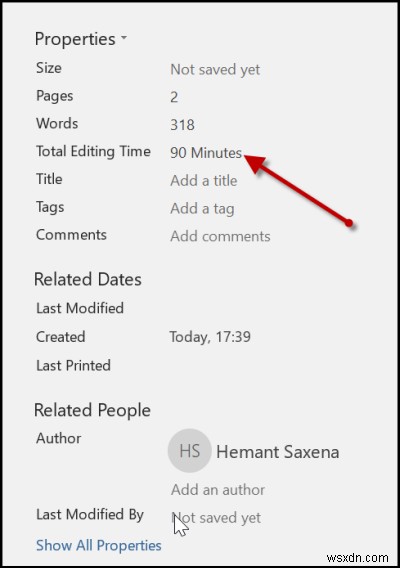 How to keep track of the Total Editing Time spent on a Microsoft Word document