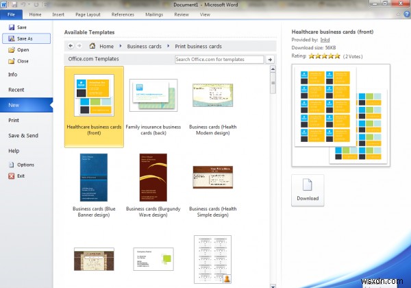 How to design Business Cards using Microsoft Word