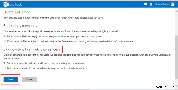 How to Block Junk, Spam and Unwanted mail in Outlook.com