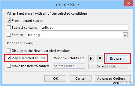 How to assign Sound Alerts for New Incoming Email Messages in Outlook