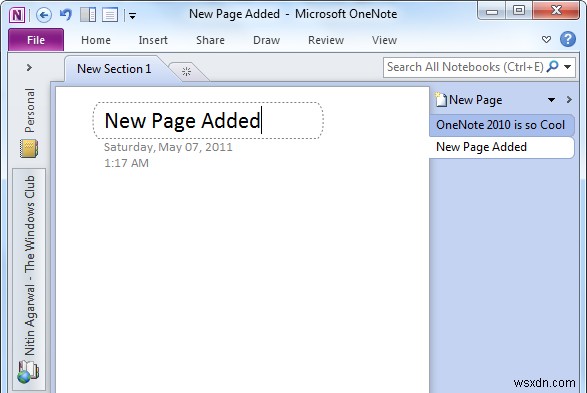 How to create a new Notebook and add Pages in OneNote