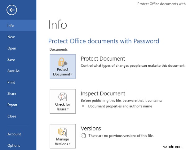 How to Password protect Microsoft Office documents