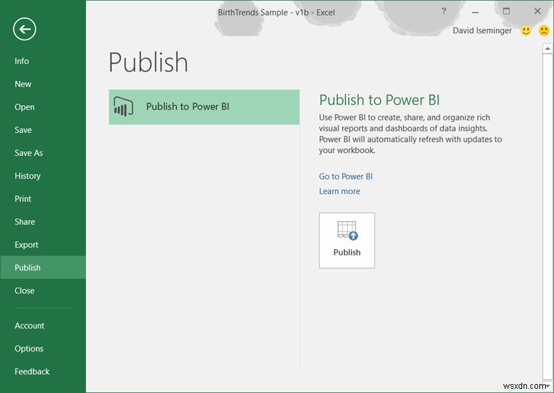 How to share Excel Insights with Power BI Publisher for Excel