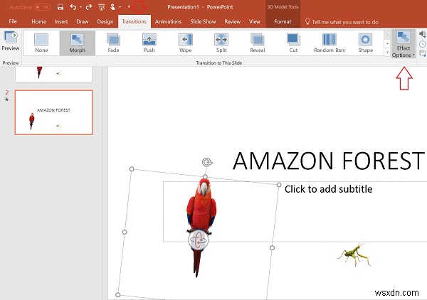 How to use Morph Transition feature in PowerPoint