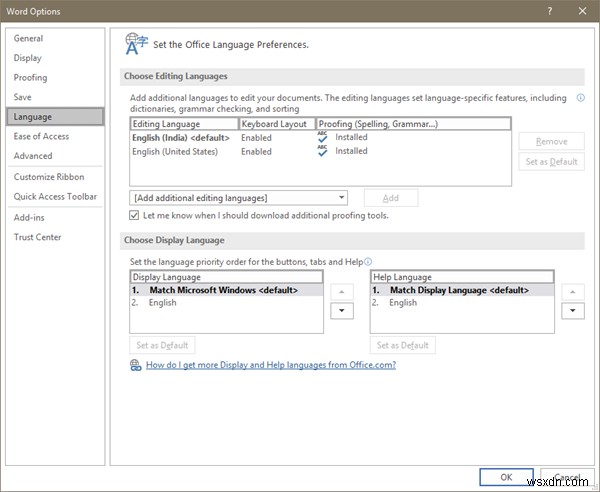 How to change language in Microsoft Office