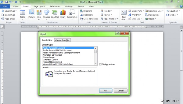 How to link PPT or PDF objects in Word document